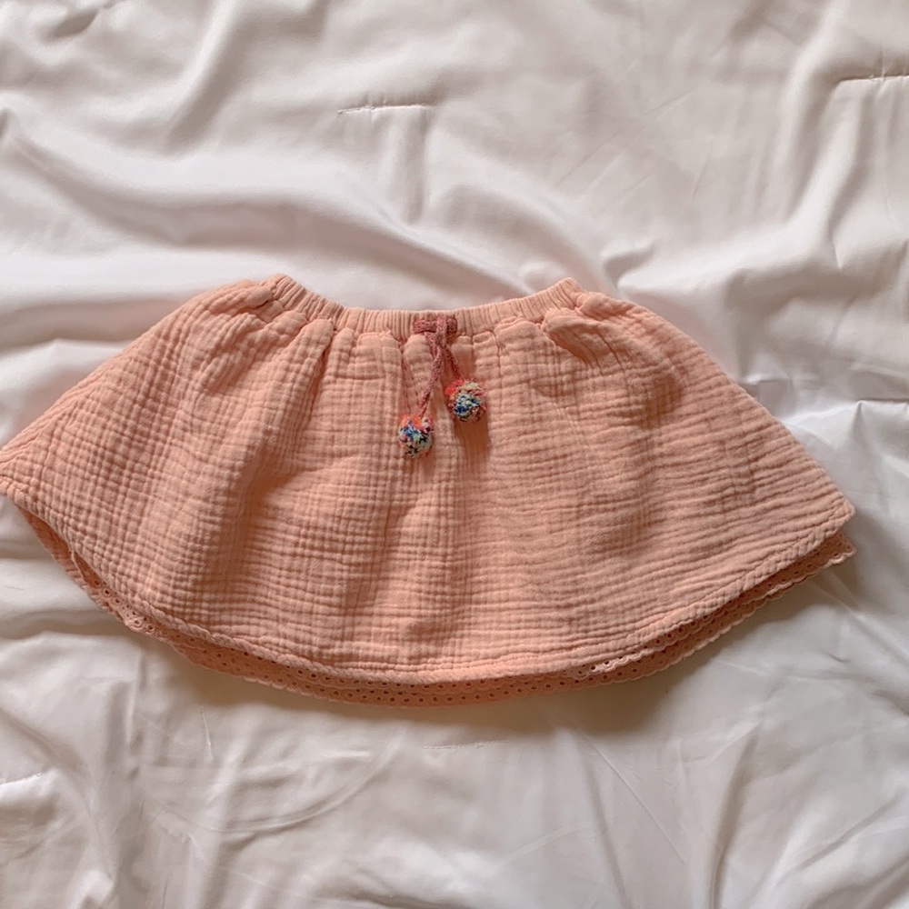 Baby Zara Pink Skirt with Pom Pom tie, 18-24 Months